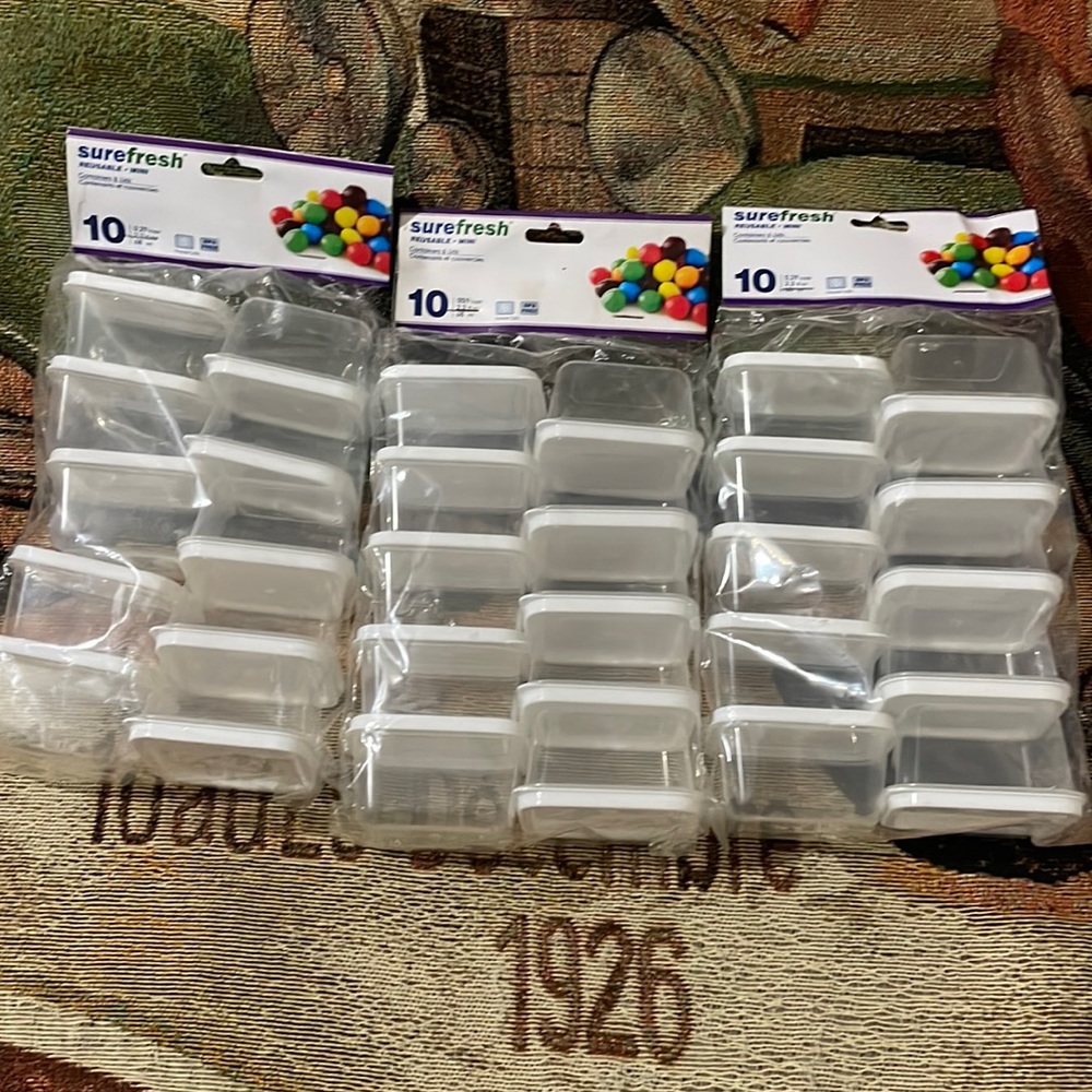 Lot of 3 10ct Packs (30 total) SureFresh Sure Fresh Mini-Containers 2.3fl oz ea.